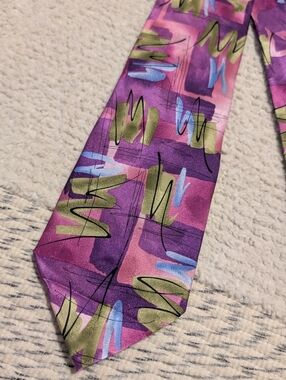 J Garcia Silk Tie Purple Tree Abstract Geometric Bold